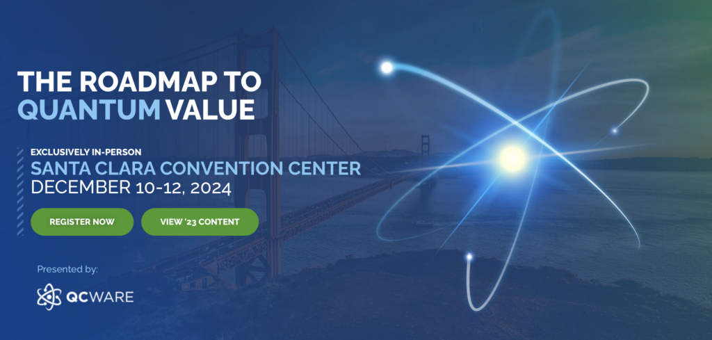 Poster for Q2B 2024 at the Santa Clara Convention Center, exclusively in-person, December 1-12, 2024