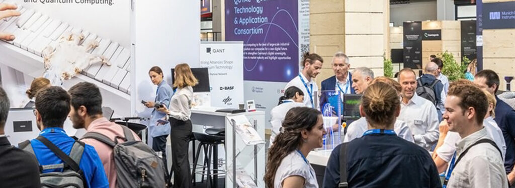 Exhibition floor, people and stands