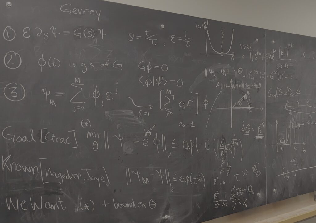Blackboard with theoretical quantum calculations