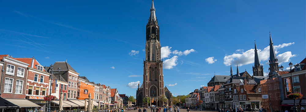 Sunny day in Delft city center